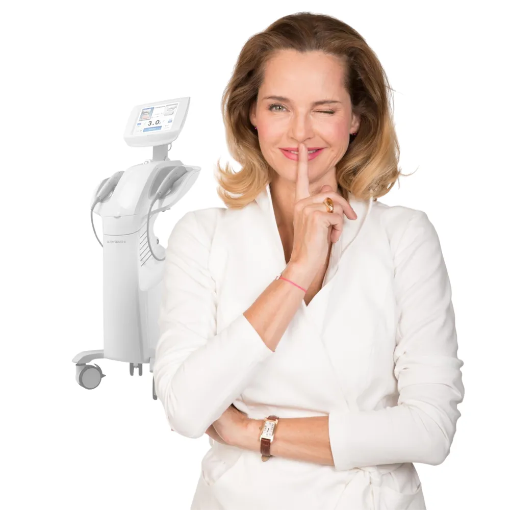 Ultraformer III jawline tightening before and after in London showing reduced jowls and improved contour