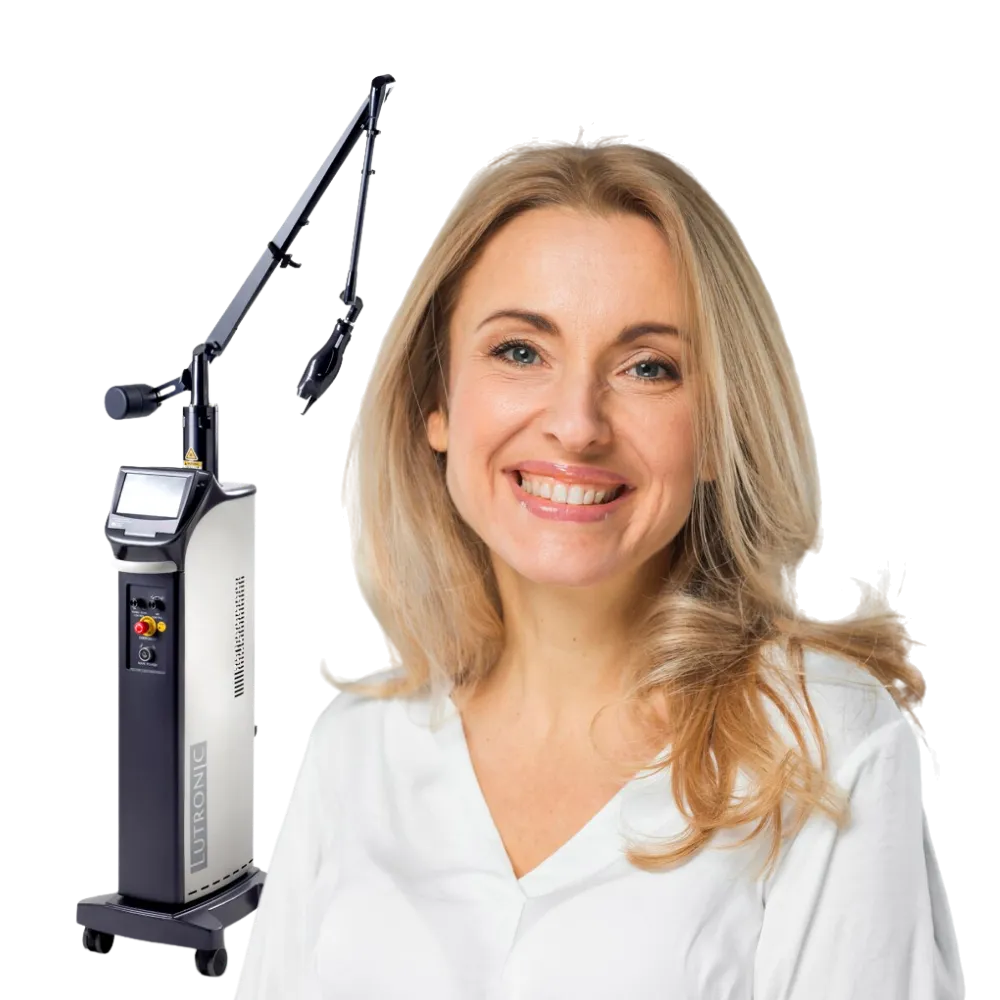 Numbing cream being applied to a patient’s face before fractional CO2 laser treatment.